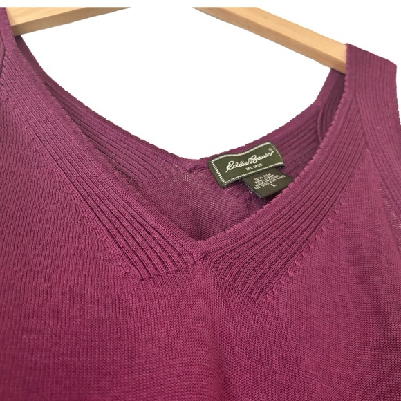 Eddie Bauer Dressy Silk Linen Blend Purple Knit Tank Top - Picture 5 of 11